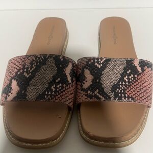 Treasure & Bond Vintage Pink and Black Snake Print Sandals